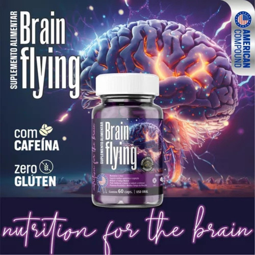Brain Flying Nootrópico Concentração Memória 60 Cápsulas Sem Sabor