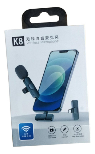 Micrófono Inalámbrico Para Celular De Solapa Tipo-c Podcast Negro