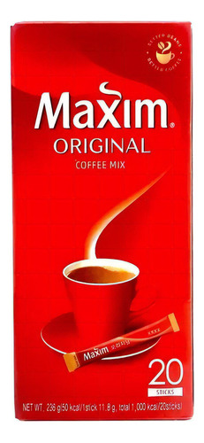 Café Instantâneo Coreano Sabor Original 20 Sachês - Maxim