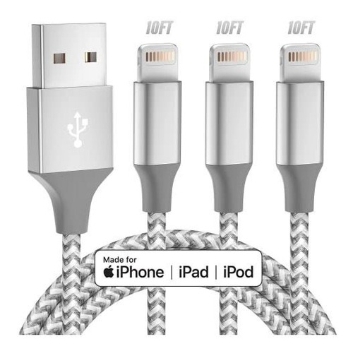 Cables De Datos  Paquete De 3 Cables Lightning De 10 Pies