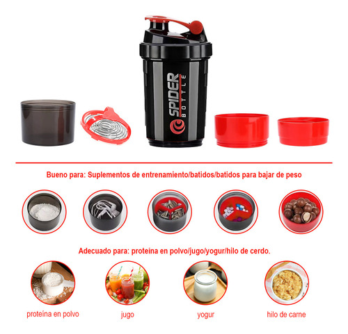Naiwant® Vaso Mezclador Multifuncional Para Deportes Fitness Color Rojo 500 Ml Adecuada Para Acampar Al Aire Libre, Senderismo, Montañismo,oficina, Fitness