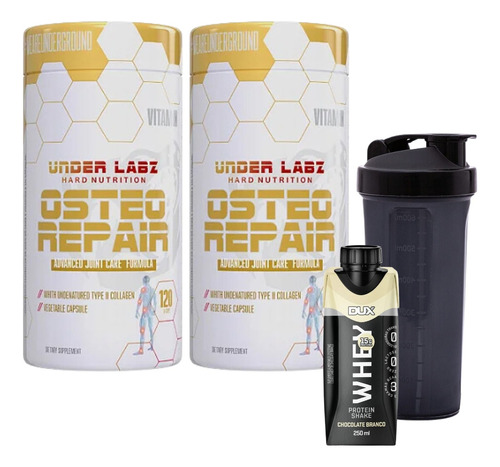 2x Osteo Repair 120 Caps Under + Whey Shake 250ml Dux + Coq.