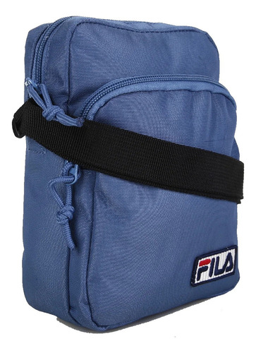 Bolsa lateral azul unisex Fila Classic Dna con marco de herrajes, correa de hombro de níquel, color negro, diseño de tela lisa