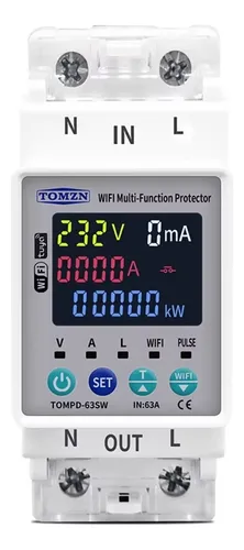 Conmutador Tuya Wifi 2p 63a 110v 220v Circuito De Medición