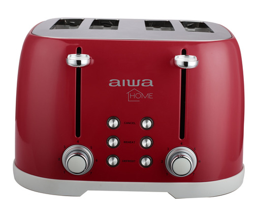 Tostadora Aiwa 4 Panes 1600w 7 Niveles Roja Color Rojo