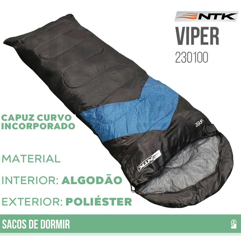Imagem 2 de 4 de Saco Dormir Colchonete Camping Viper C/ Capuz Nautika