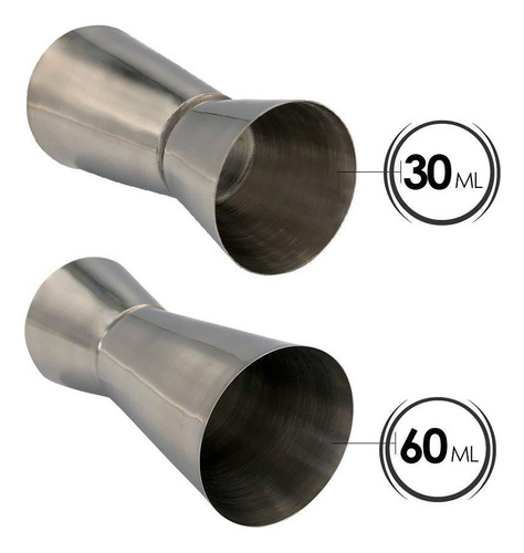 Dosador Duplo Inox 30ml / 60ml - Aço Inox Alta Qual