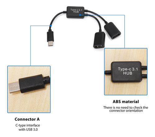 Tipo C Otg Usb 3.1 Macho A Doble 2.0 Hembra Otg Carga 2 Puer