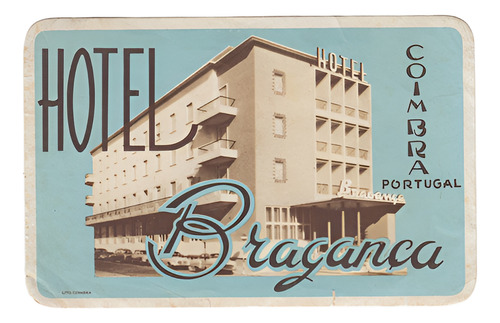 Antiguo Luggage Del Hotel Braganca Coimbra Vintage Portugal (Usado)