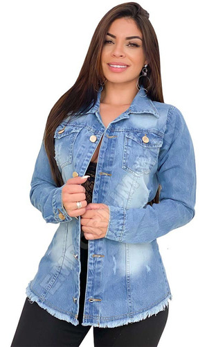 Max Jaqueta Jeans Longa Feminina Tendência Moda Evangélica | Mercado Livre