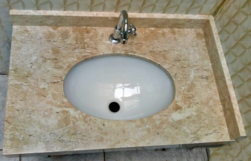 Pia Banheiro Travertino Nacional 60x40cm Com Saia