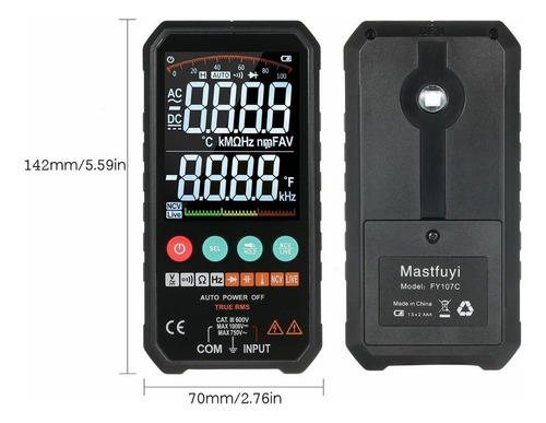 ./ Multímetro Mastfuyi Super Slim Palm Lcd Digital 3,3