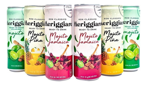 Six Pack Mojito Meriggiare Limón / Piña / Jamaica 355ml C/u