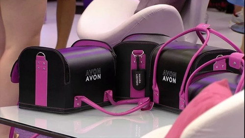 Maleta Maquiagem Profissional Revestida De Couro Nova Avon Cor Rosa