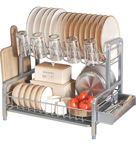 Estante Secado Platos Boosiny Acero Inoxidable 2 Niveles
