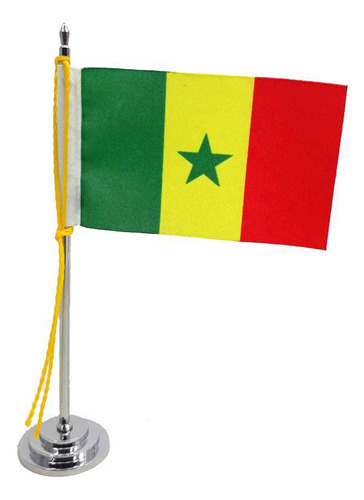 Mini Bandeira De Mesa Da Senegal 15 Cm Poliéster