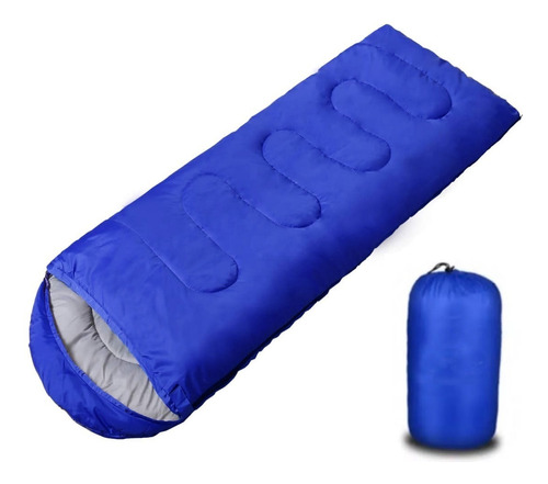 Bolsa De Dormir Capucha Funda Campamento Trekking Camping Color Azul