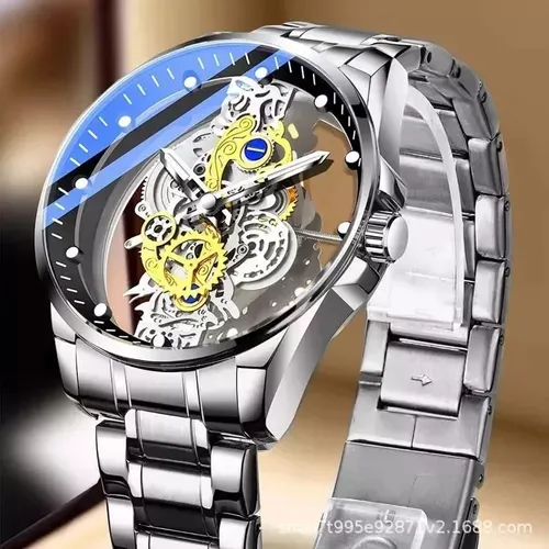 Reloj De Moda Automático Transparente Esqueleto Para Hombre