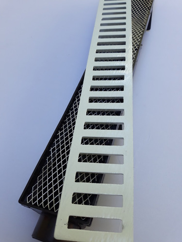 Ralo Linear 6x50 Em Alumínio Com Caixa Coletora E Tela Anti Insetos