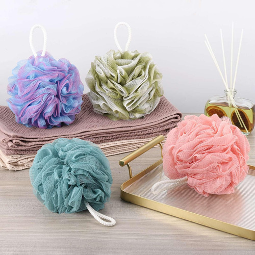 Btyms Esponjas Baño Ducha 4 Uds. Loofahs 60g Mesh Pouf Puff