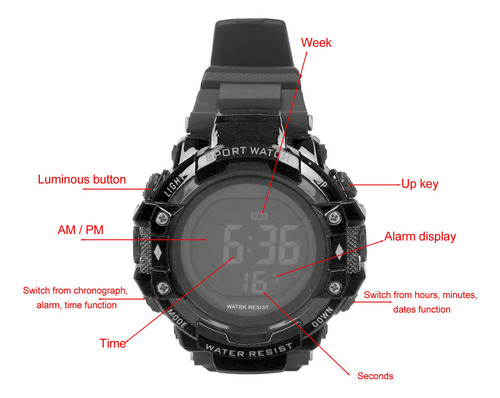 Reloj De Pulsera Deportivo Digital Con Pantalla Led Grande,