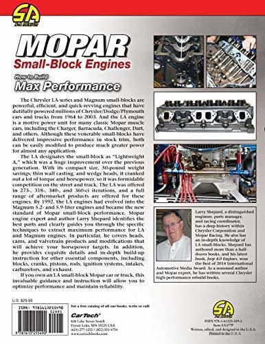 Mopar Small-block Engines How To Build Max Performance: How To Build Max Performance, De Shepard, Larry., Vol. 1. Editorial Cartech, Tapa Blanda En Inglés, 2016
