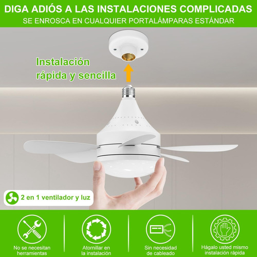 Foco Lámparas Ventilador De Techo Led Modernas Base Para E27