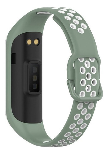 Pulseira De Silicone Esportiva Compativel Com Galaxy Fit 2 R220 - Verde Claro Com Branco