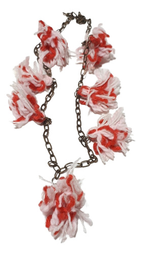 Boho Collar Artesanal Tejido Style Gypsy 47 Cm Rojo Rosa