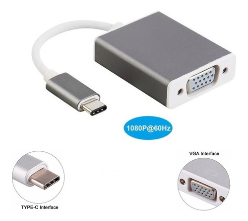 Cabo Adaptador Usb Tipo C Macho  Para Vga Fêmea Macbook