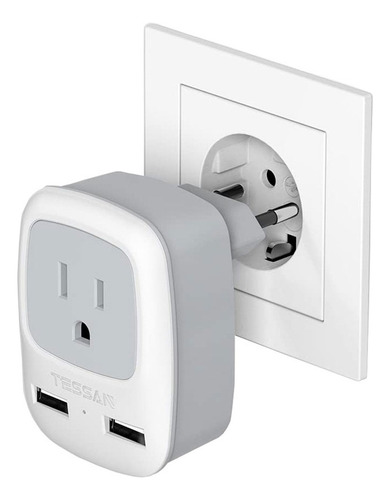 ¡ Cargador De Viaje Europeo Tipo C 3 En 1, 2 Puertos Usb,