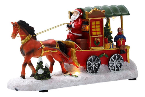 Papai Noel De 11 Polegadas Com Carruagem Puxada A Cavalo