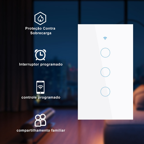 3 Botões Teclas Touch Digital Wifi Interruptor Inteligente