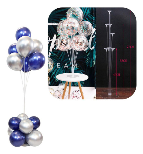 Soporte para globos con base acrílica, 71 cm, mesa de fiesta