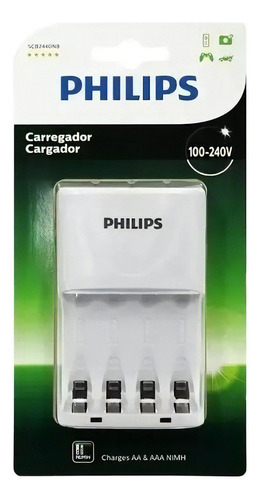 Carregador De Pilha Philips Scb2440nb/97 Branco