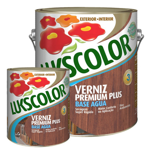 Verniz Base Água Madeira 900ml Lukscolor + Rolo Espuma 9cm