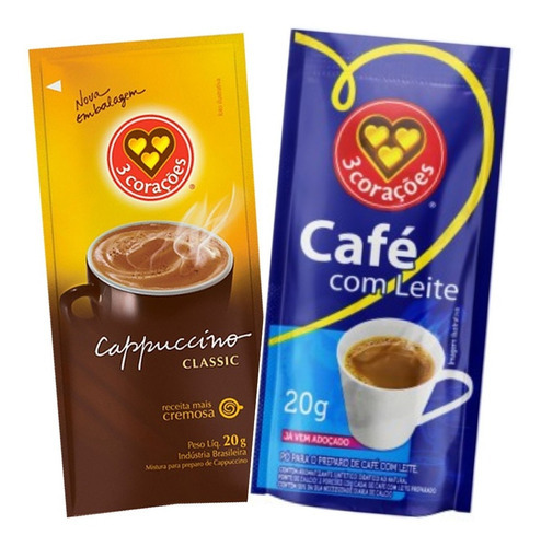 Kit Cappuccino + Café Com Leite Três 3 Corações - 40 Sachês