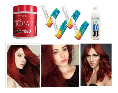  Kit Vermelho Matizador+4 Tintas 77.66+ 1 Ox 900ml V.30 Troia Tom 3/0