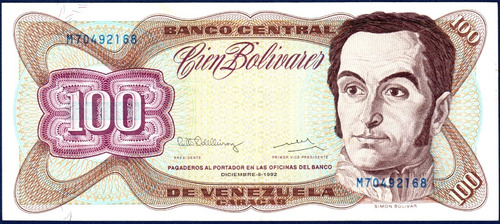 Billete De 100 Bolívares M8 Diciembre 8 1992 Simón Bolívar