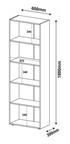 Estante Para Livros 5 Prateleiras Multy Artely Hi