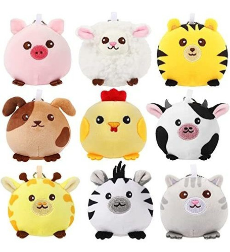 9 Pcs Mini Plush Farm Animales Con Manguito Coloridos Xgyno