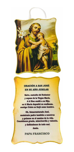 Placa De San José Con Oración En Porcelana