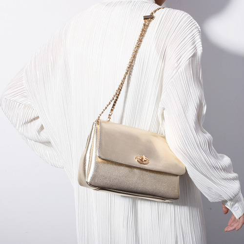 Elegante Bolso De Noche Tipo Bandolera Con Cierre De Cadena