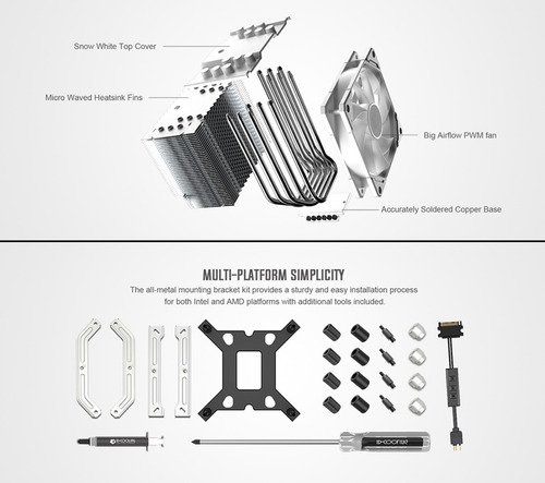 Imagen 5 de 9 de Cooler Cpu Id-cooling Se-226-xt Argb Snow 250 W Tdp Blanco !