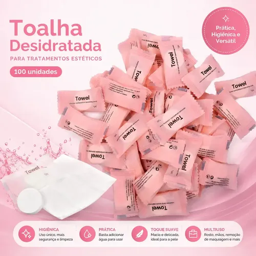 100u Toalha Desidratada P/ Tratamentos Estéticos Descartável