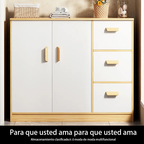 Alacenas De Cocina Con Ruedas Y 3 Cajones 100cm*36*80 Roble/blanco