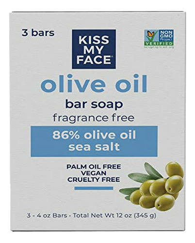 Kiss My Face Desnudo Puro Aceite De Oliva De Un Jabón, Bares