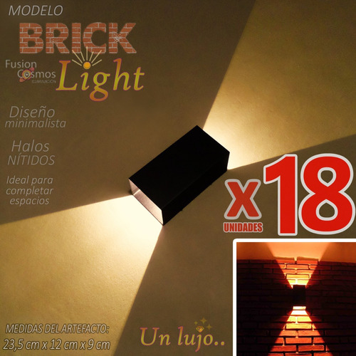 Aplique Pared Interior Efecto Hierro Lampara Bipin Pack X18u Luz Moderno Indirecta Difusa Superbrillante Efecto Resto Fx