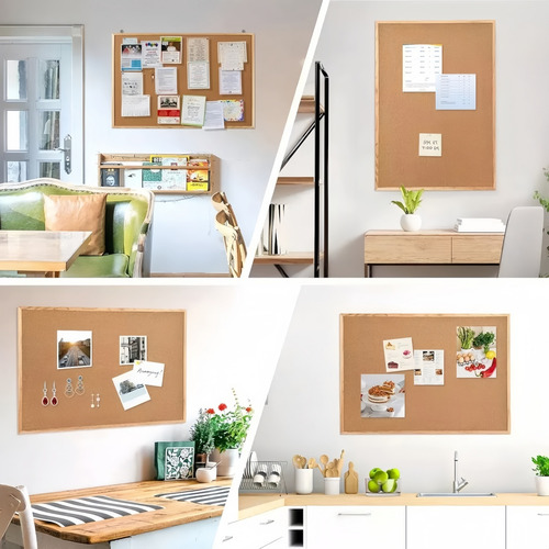 Tablero De Corcho 60x40cm Pizzaron Con Kit De Instalacion Para Colgar En Pared Ordena Tus Actividades De Forma Creativa Y Original