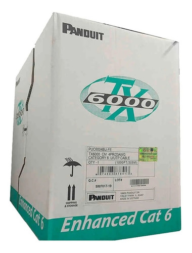 Panduit Cable Utp Cat6 Riser Gris Tx-6000 305m Pur6004ig-fe
